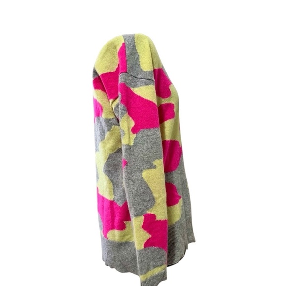 Pure Amici 100% Cashmere Bright Camo Print V Neck Sweater Size XS - Picture 4 of 7